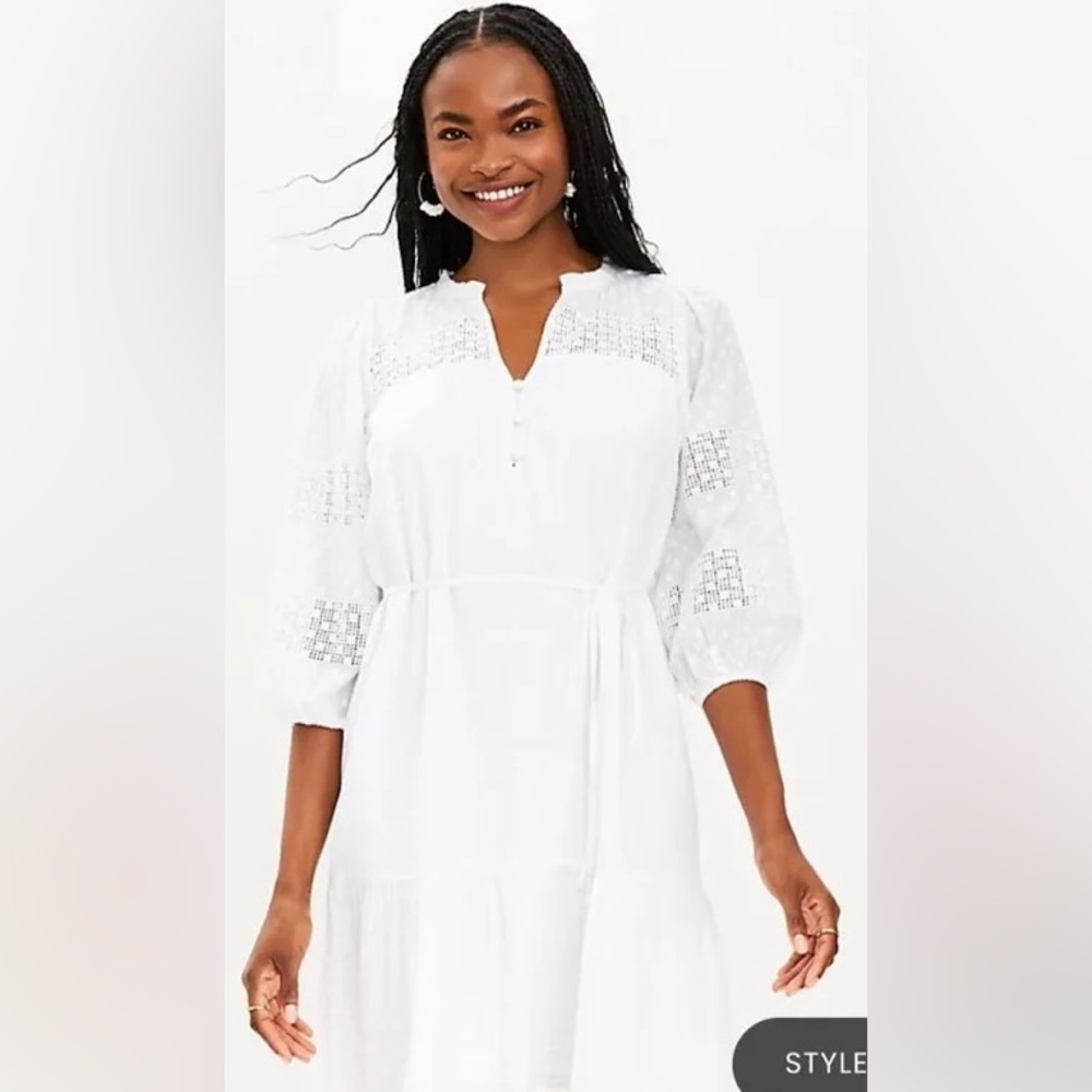 Loft White Dress with Lace Details